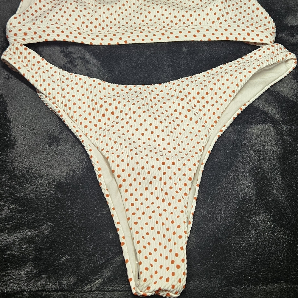 Billabong Cream and Orange Polka Dot Bikini